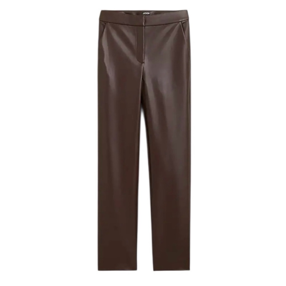 J. CREW Kate Straight Leg Pant in Dark Brown Faux Leather - Picture 6 of 6